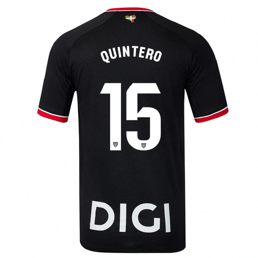 Danxen Kinder Iker Quintero #15 Schwarz Weiß Rot Auswärtstrikot Trikot 2026/27 T-Shirt Schweiz
