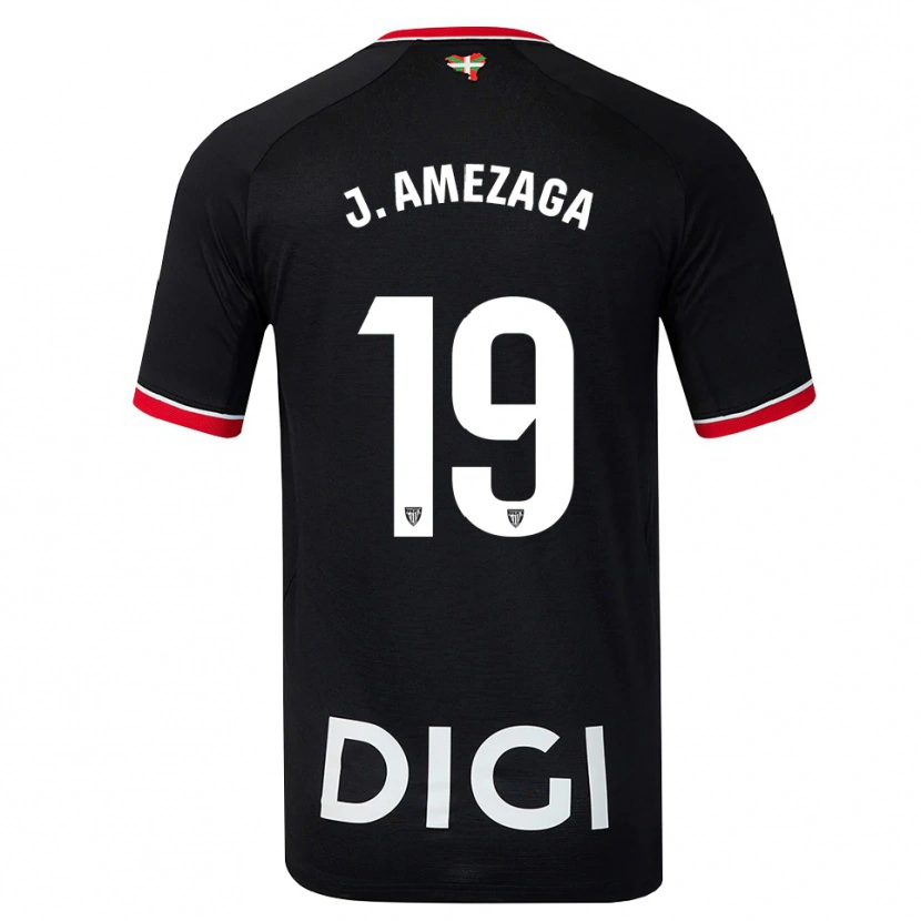 Danxen Kinder Jone Amezaga #19 Schwarz Weiß Rot Auswärtstrikot Trikot 2026/27 T-Shirt Schweiz