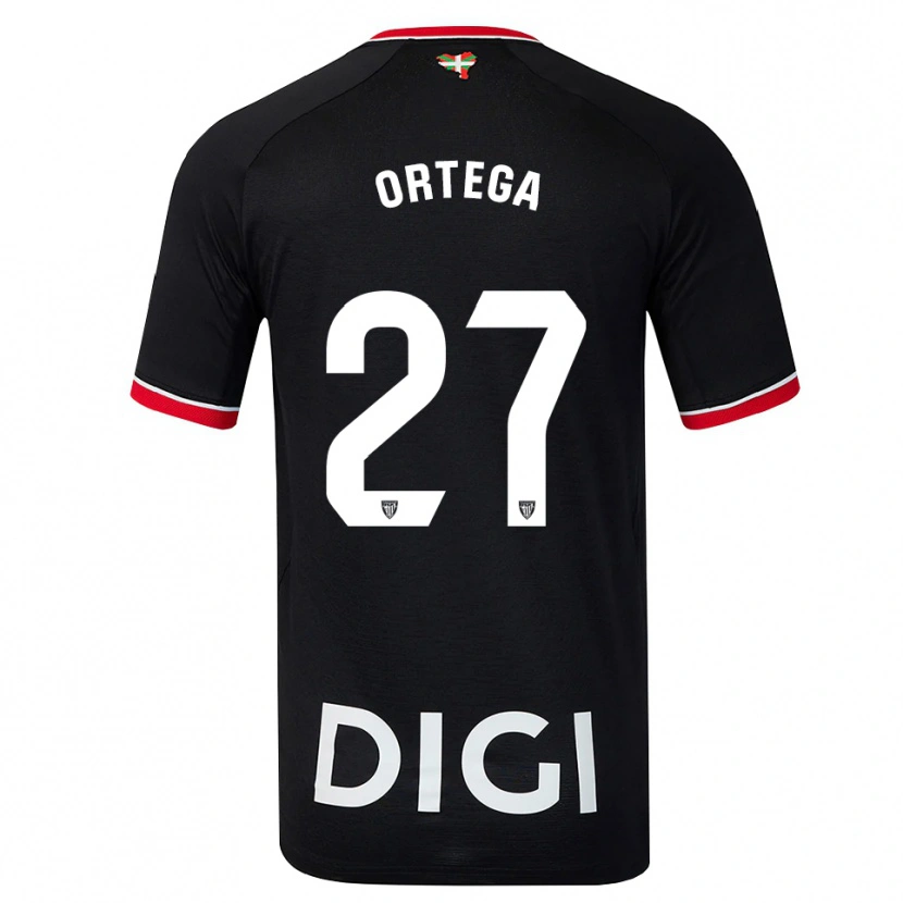 Danxen Kinder Sara Ortega #27 Schwarz Weiß Rot Auswärtstrikot Trikot 2026/27 T-Shirt Schweiz