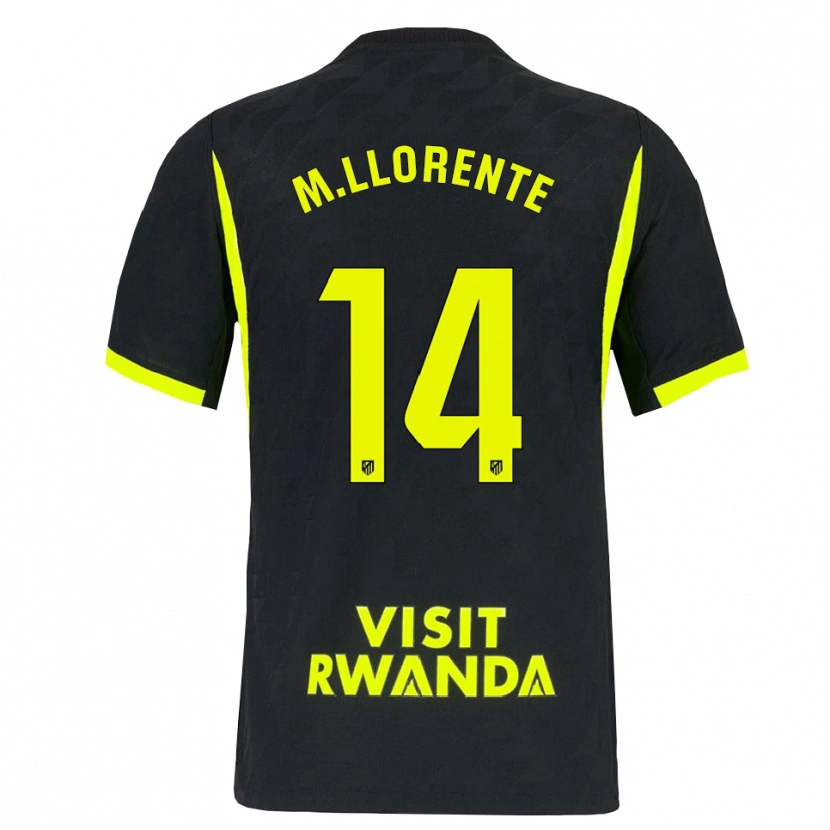 Danxen Kinder Marcos Llorente #14 Hellgrün Schwarz Auswärtstrikot Trikot 2026/27 T-Shirt Schweiz