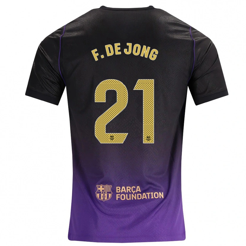 Danxen Kinder Frenkie De Jong #21 Lila Gelb Schwarz Auswärtstrikot Trikot 2026/27 T-Shirt Schweiz