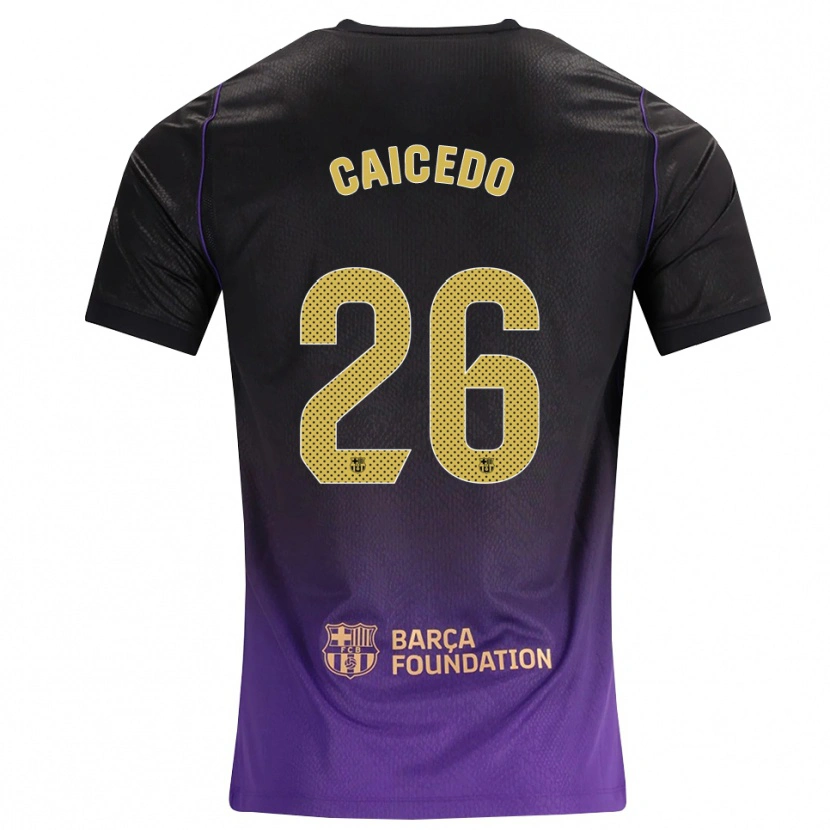 Danxen Kinder Josué Caicedo #26 Lila Gelb Schwarz Auswärtstrikot Trikot 2026/27 T-Shirt Schweiz