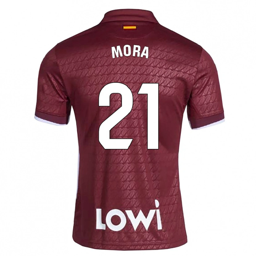Danxen Kinder Adrià Mora #21 Dunkelrot Weiß Auswärtstrikot Trikot 2026/27 T-Shirt Schweiz