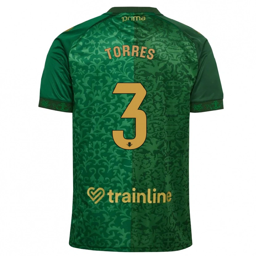 Danxen Kinder Álex Torres #3 Waldgrün Dunkelgoldrute Auswärtstrikot Trikot 2026/27 T-Shirt Schweiz