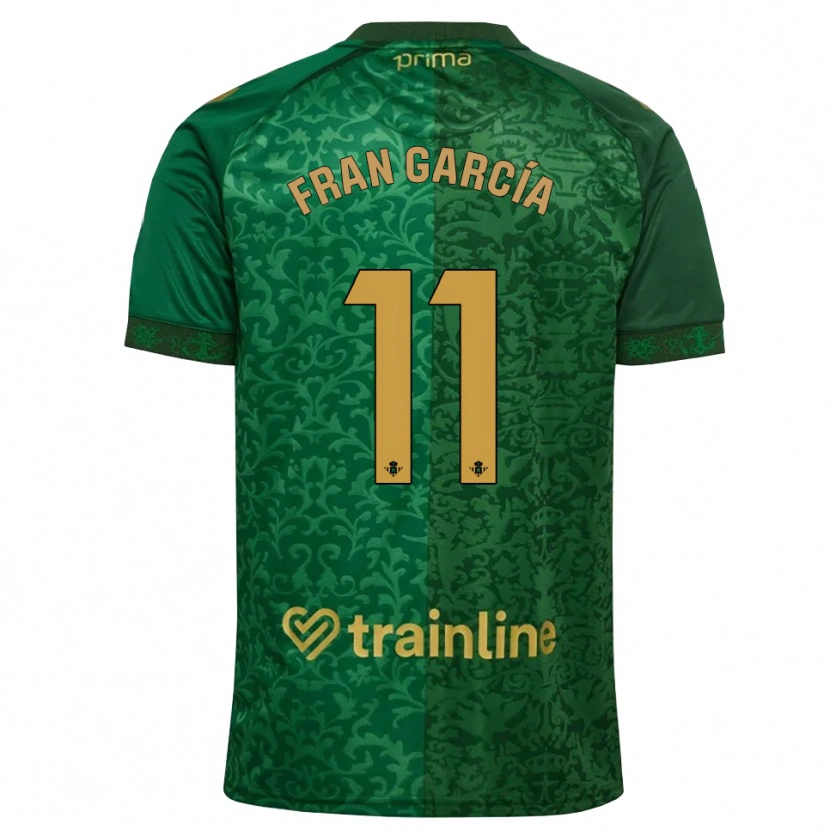 Danxen Kinder Fran García #11 Waldgrün Dunkelgoldrute Auswärtstrikot Trikot 2026/27 T-Shirt Schweiz
