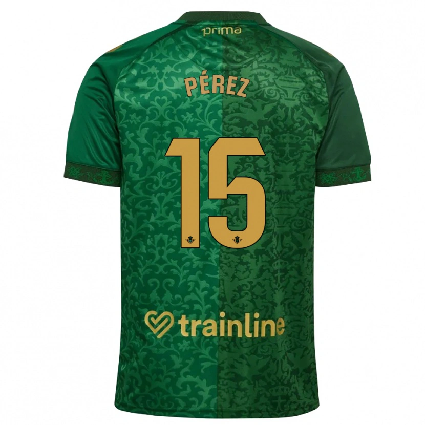 Danxen Kinder Álex Pérez #15 Waldgrün Dunkelgoldrute Auswärtstrikot Trikot 2026/27 T-Shirt Schweiz