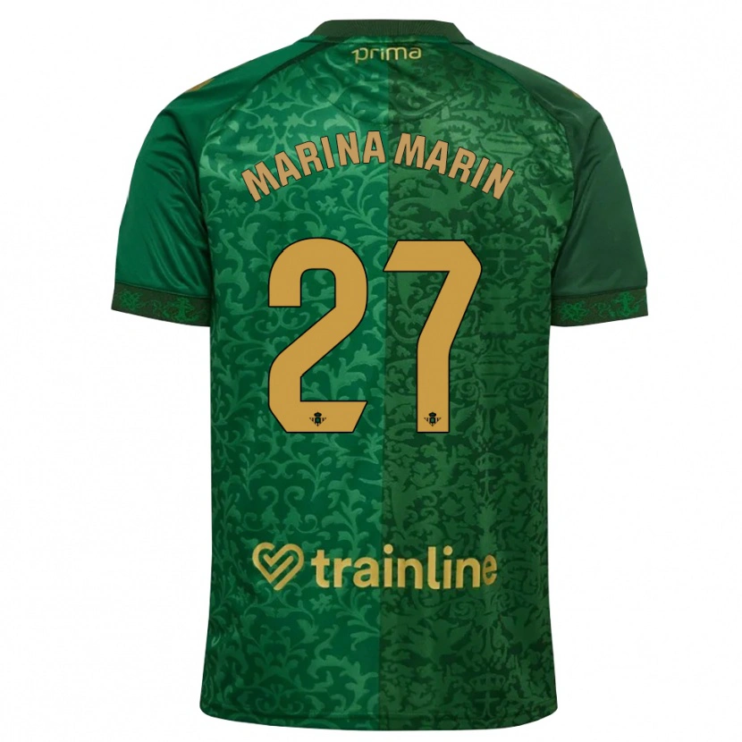 Danxen Kinder Marina Marín #27 Waldgrün Dunkelgoldrute Auswärtstrikot Trikot 2026/27 T-Shirt Schweiz