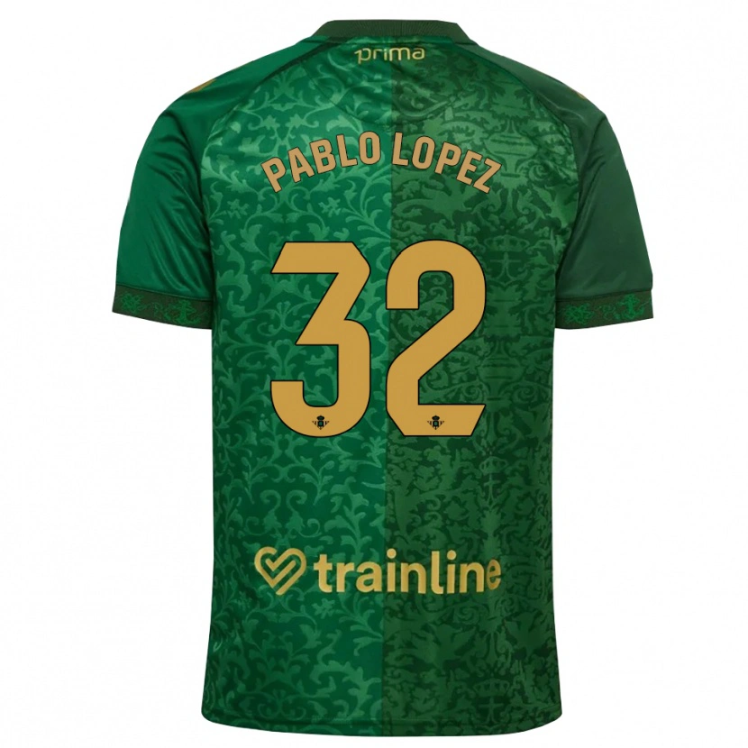 Danxen Kinder Pablo López #32 Waldgrün Dunkelgoldrute Auswärtstrikot Trikot 2026/27 T-Shirt Schweiz