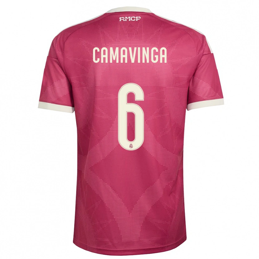 Danxen Kinder Eduardo Camavinga #6 Blassviolett Rot Weiß Ausweichtrikot Trikot 2026/27 T-Shirt Schweiz