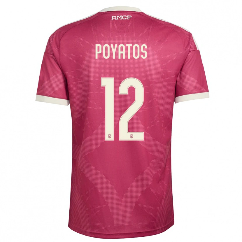 Danxen Kinder Marco Poyatos #12 Blassviolett Rot Weiß Ausweichtrikot Trikot 2026/27 T-Shirt Schweiz