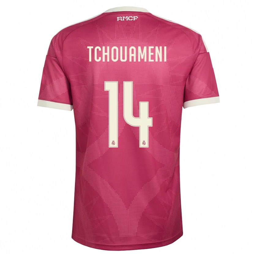 Danxen Kinder Aurélien Tchouaméni #14 Blassviolett Rot Weiß Ausweichtrikot Trikot 2026/27 T-Shirt Schweiz
