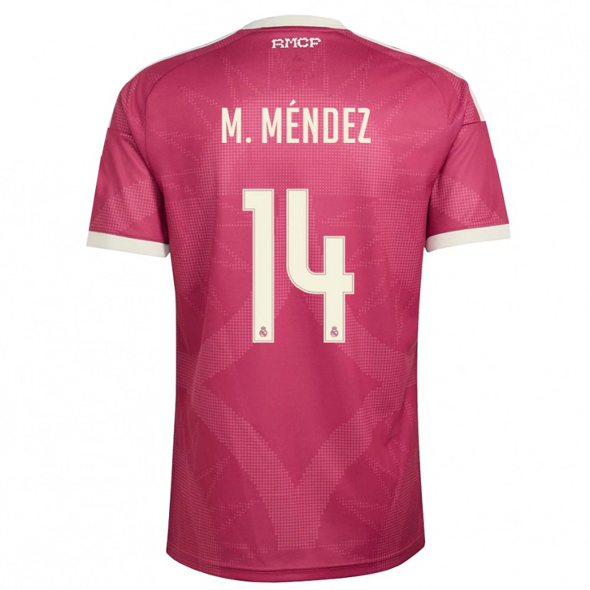 Danxen Kinder María Méndez #14 Blassviolett Rot Weiß Ausweichtrikot Trikot 2026/27 T-Shirt Schweiz