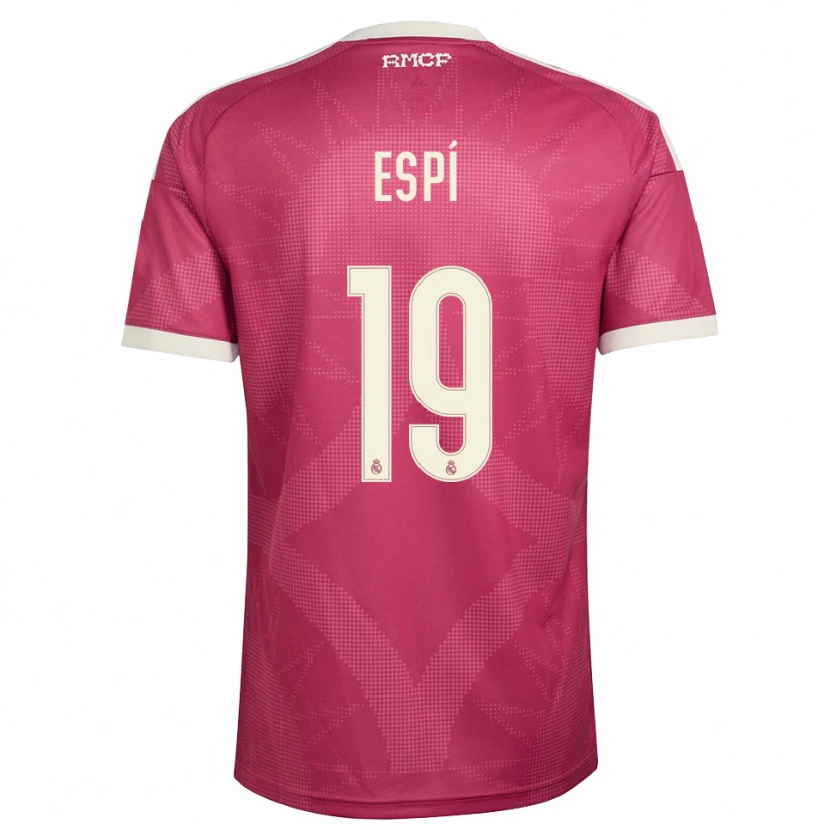 Danxen Kinder Carlos Espí #19 Blassviolett Rot Weiß Ausweichtrikot Trikot 2026/27 T-Shirt Schweiz
