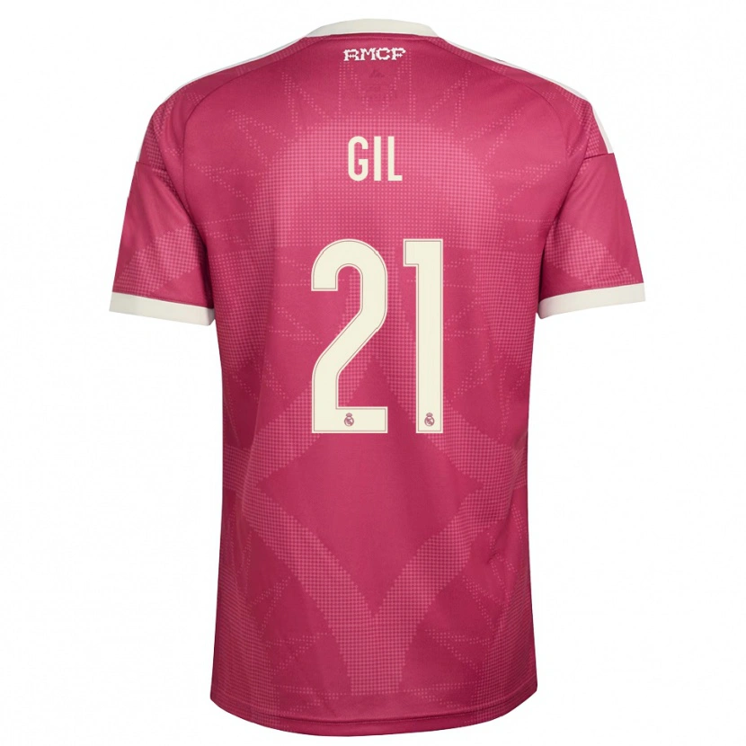 Danxen Kinder Iker Gil #21 Blassviolett Rot Weiß Ausweichtrikot Trikot 2026/27 T-Shirt Schweiz