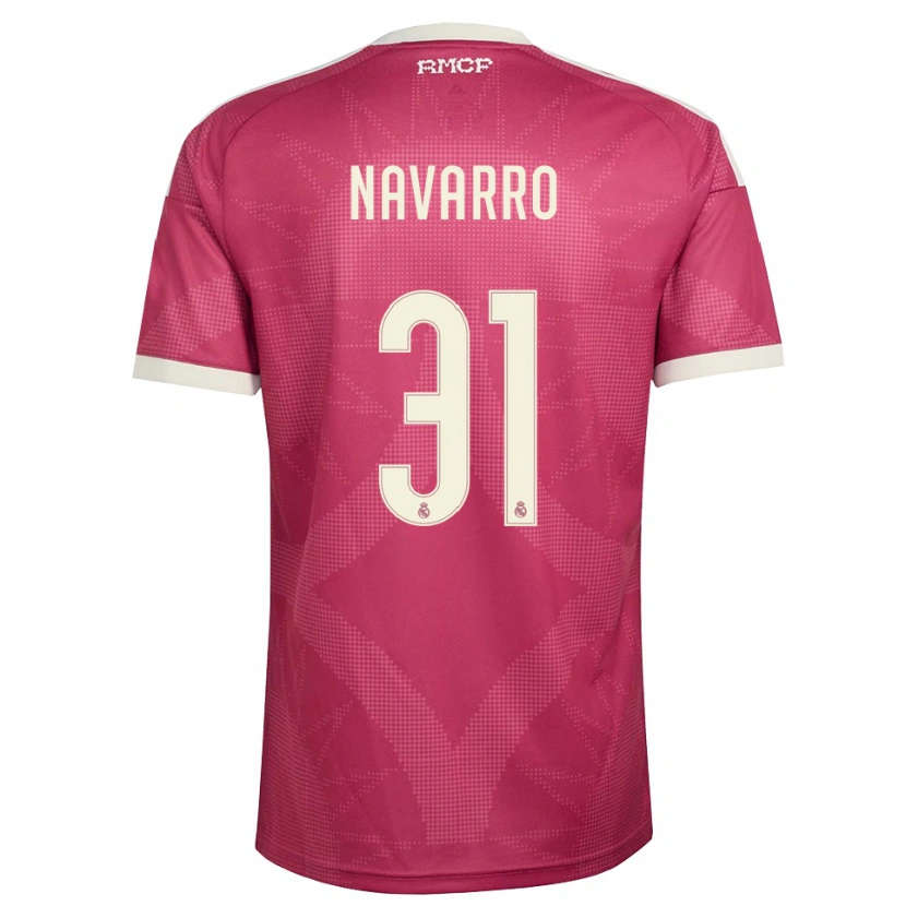 Danxen Kinder Javi Navarro #31 Blassviolett Rot Weiß Ausweichtrikot Trikot 2026/27 T-Shirt Schweiz