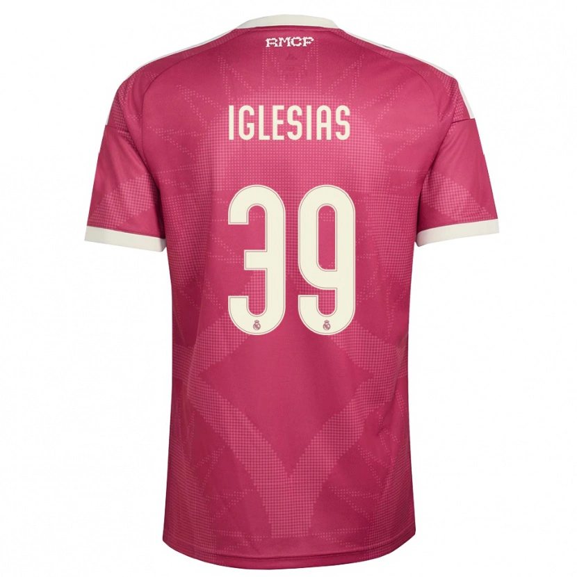 Danxen Kinder Bruno Iglesias #39 Blassviolett Rot Weiß Ausweichtrikot Trikot 2026/27 T-Shirt Schweiz