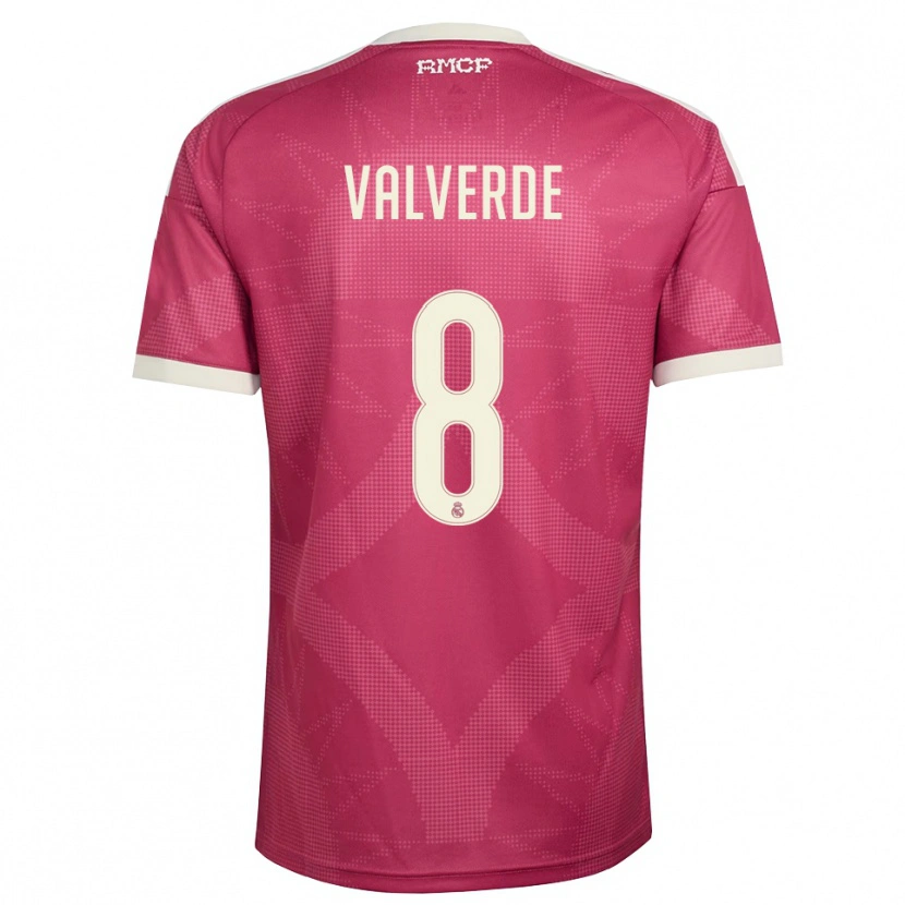 Danxen Herren Federico Valverde #8 Blassviolett Rot Weiß Ausweichtrikot Trikot 2026/27 T-Shirt Schweiz