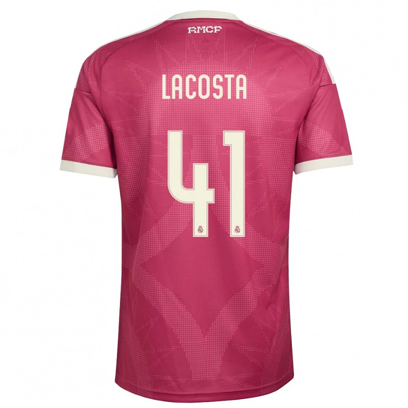 Danxen Herren Diego Lacosta #41 Blassviolett Rot Weiß Ausweichtrikot Trikot 2026/27 T-Shirt Schweiz