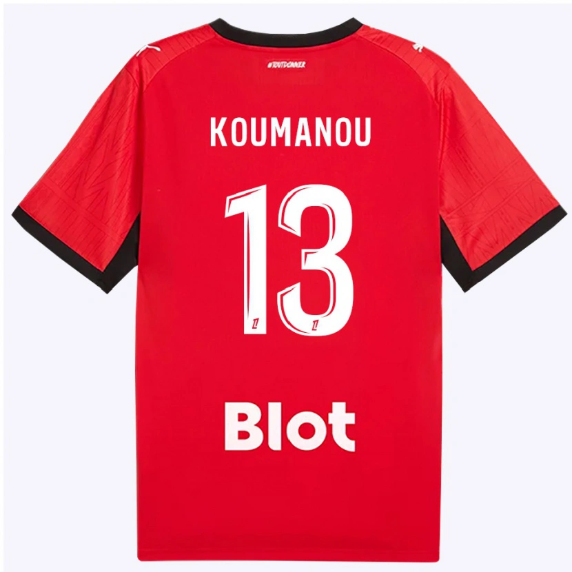 Danxen Kinder Noa Koumanou #13 Rot Schwarz Weiß Heimtrikot Trikot 2026/27 T-Shirt Schweiz
