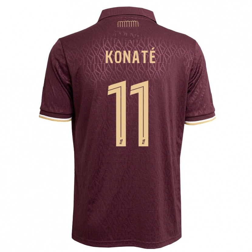 Danxen Kinder Oumar Konaté #11 Weinrot Sandbraun Auswärtstrikot Trikot 2026/27 T-Shirt Schweiz
