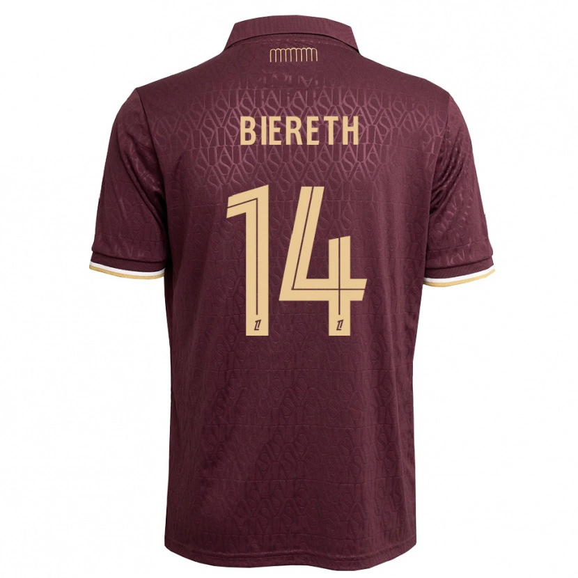 Danxen Kinder Mika Biereth #14 Weinrot Sandbraun Auswärtstrikot Trikot 2026/27 T-Shirt Schweiz