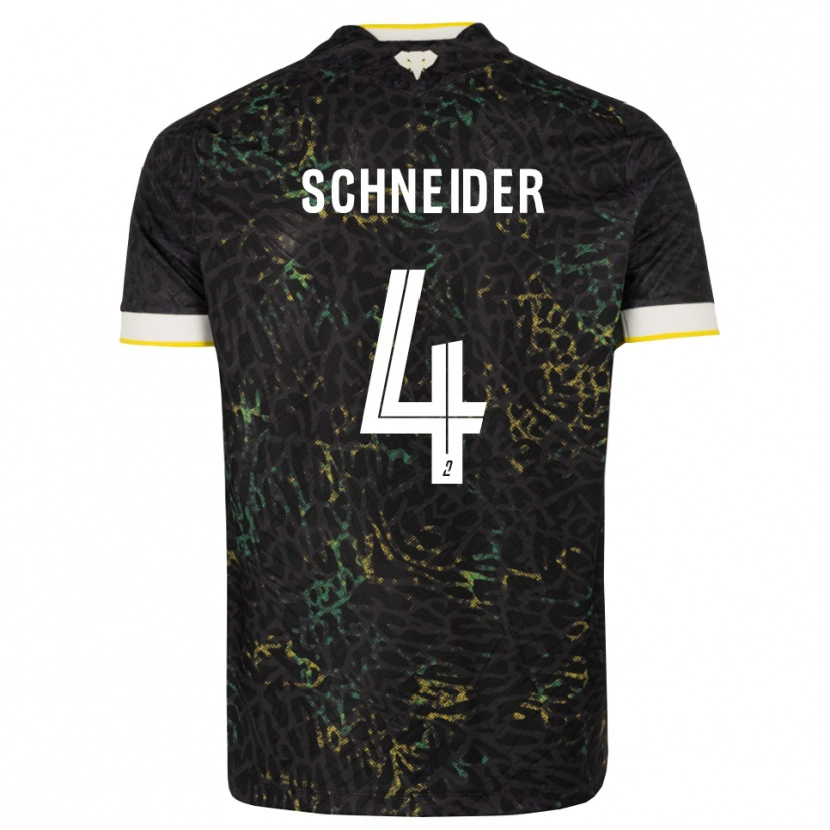 Danxen Kinder Octave Schneider #4 Schwarz Weiß Gelb Auswärtstrikot Trikot 2026/27 T-Shirt Schweiz