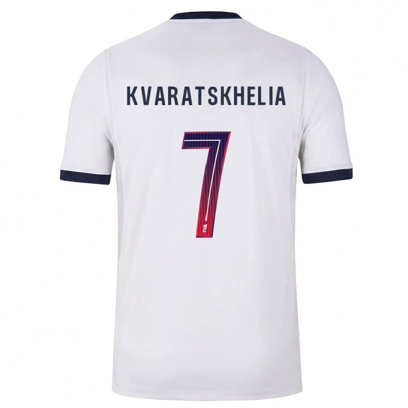 Danxen Kinder Khvicha Kvaratskhelia #7 Weiß Schwarz Rot Auswärtstrikot Trikot 2026/27 T-Shirt Schweiz