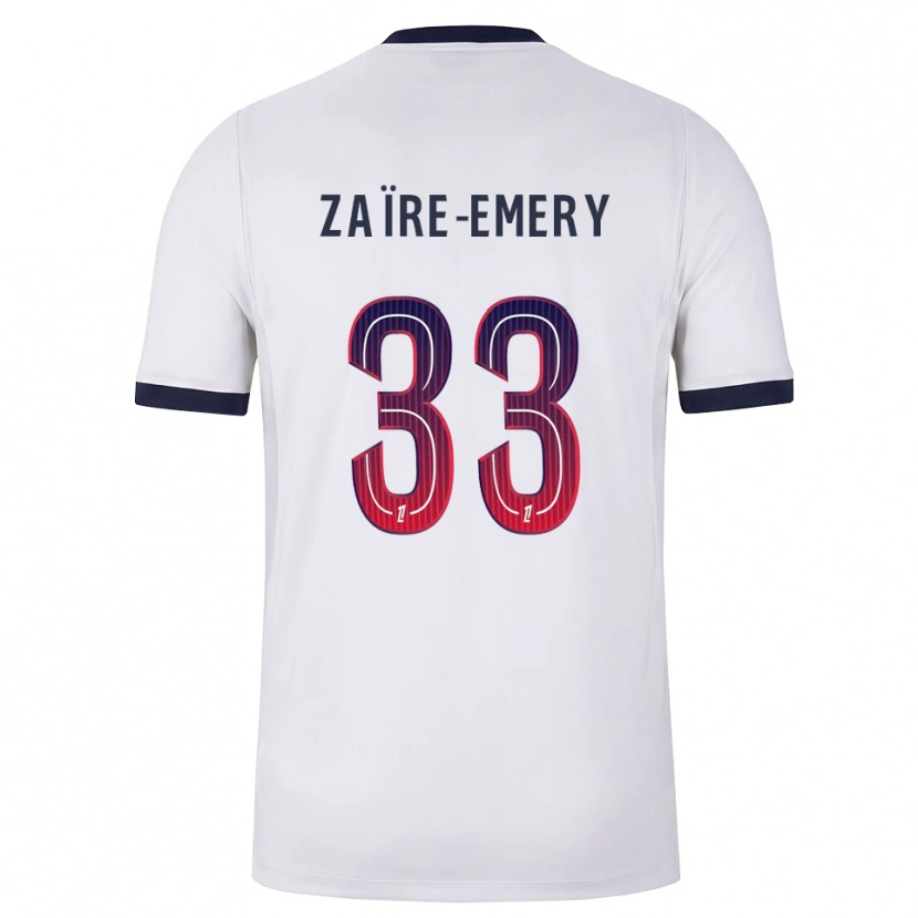 Danxen Kinder Warren Zaïre-Emery #33 Weiß Schwarz Rot Auswärtstrikot Trikot 2026/27 T-Shirt Schweiz