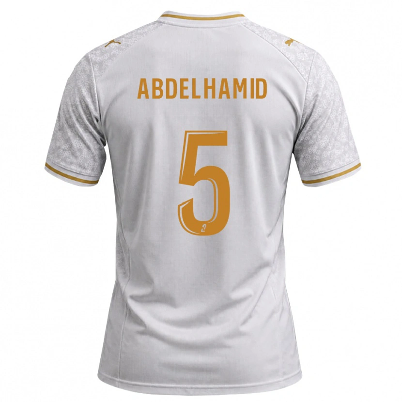 Danxen Kinder Yunis Abdelhamid #5 Weiß Grau Goldrute Auswärtstrikot Trikot 2026/27 T-Shirt Schweiz