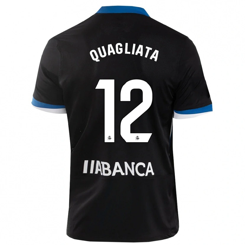 Danxen Kinder Giacomo Quagliata #12 Schwarz Blau Weiß Auswärtstrikot Trikot 2026/27 T-Shirt Schweiz