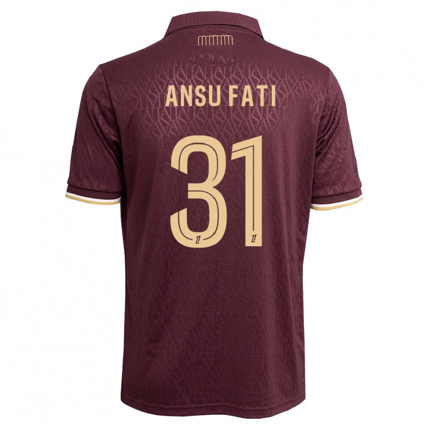 Danxen Damen Ansu Fati #31 Weinrot Sandbraun Auswärtstrikot Trikot 2026/27 T-Shirt Schweiz