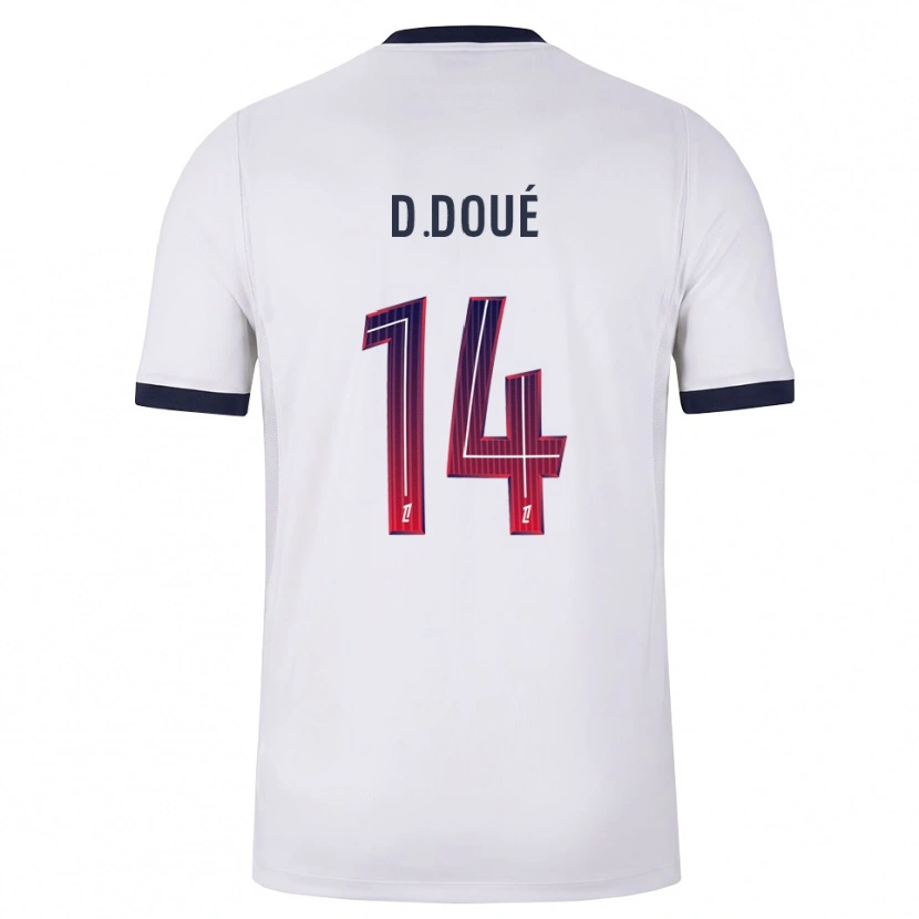 Danxen Damen Désiré Doué #14 Weiß Schwarz Rot Auswärtstrikot Trikot 2026/27 T-Shirt Schweiz
