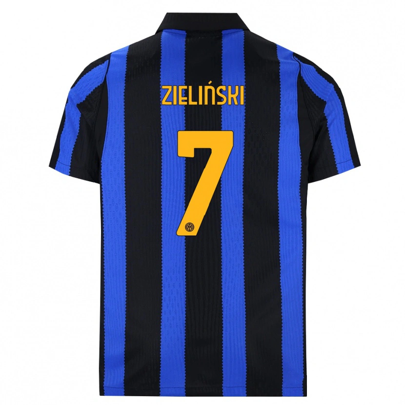 Danxen Kinder Piotr Zielinski #7 Schwarz Blau Gelb Heimtrikot Trikot 2026/27 T-Shirt Schweiz