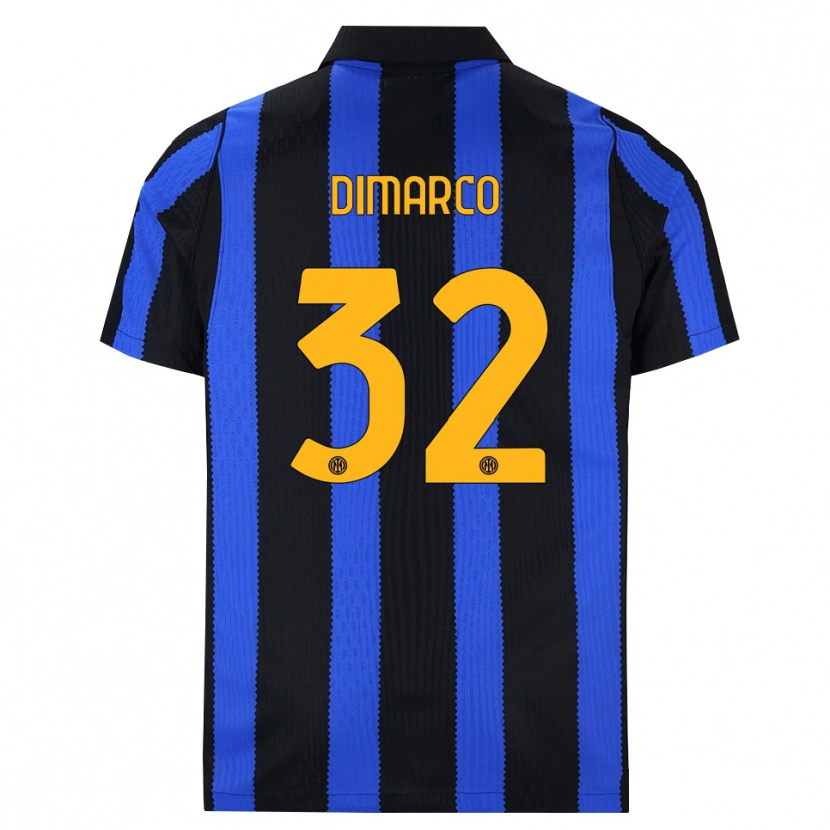 Danxen Kinder Federico Dimarco #32 Schwarz Blau Gelb Heimtrikot Trikot 2026/27 T-Shirt Schweiz