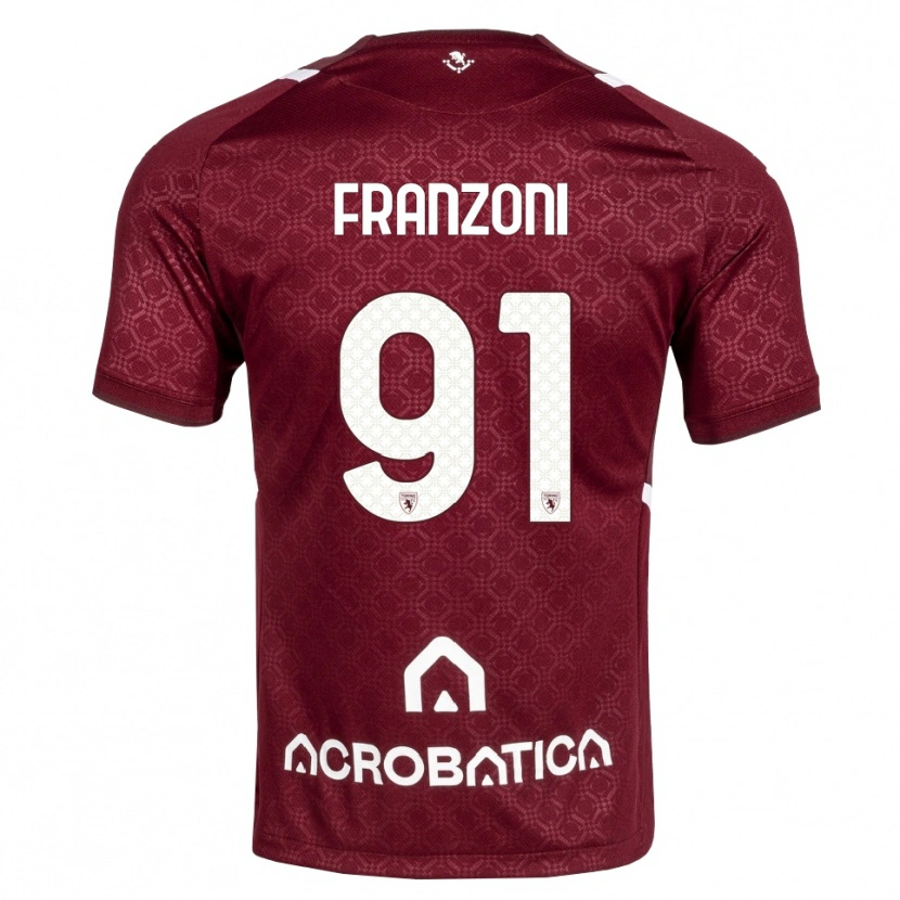 Danxen Kinder Nicolò Franzoni #91 Burgund Weiß Heimtrikot Trikot 2026/27 T-Shirt Schweiz