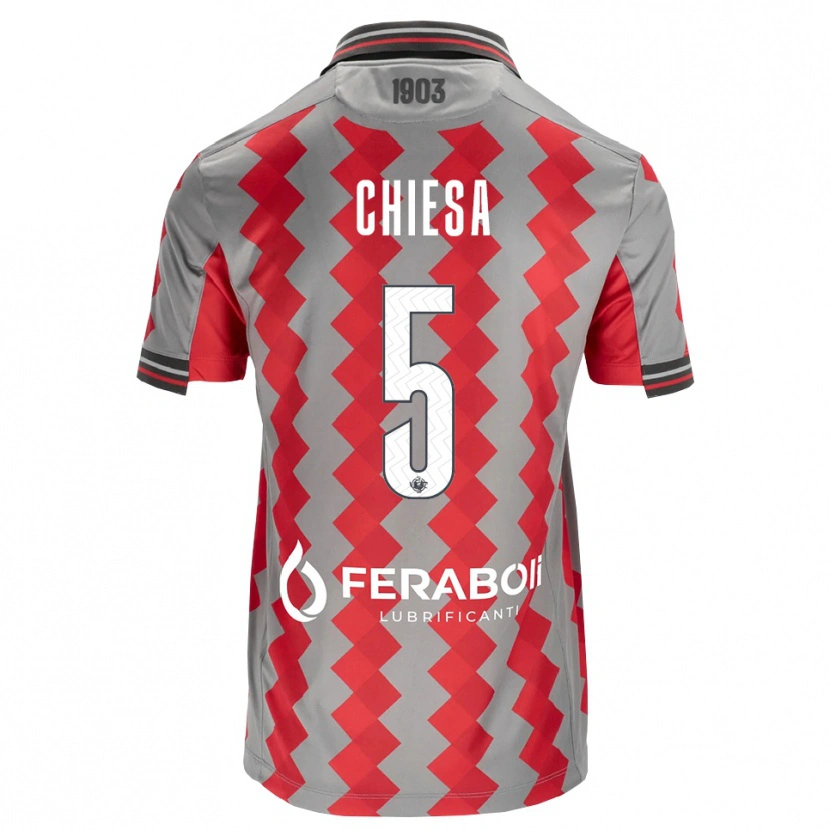 Danxen Kinder Mattia Chiesa #5 Grau Rot Weiß Heimtrikot Trikot 2026/27 T-Shirt Schweiz