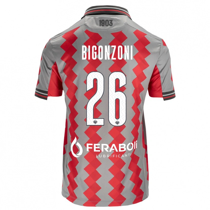 Danxen Kinder Michele Bigonzoni #26 Grau Rot Weiß Heimtrikot Trikot 2026/27 T-Shirt Schweiz