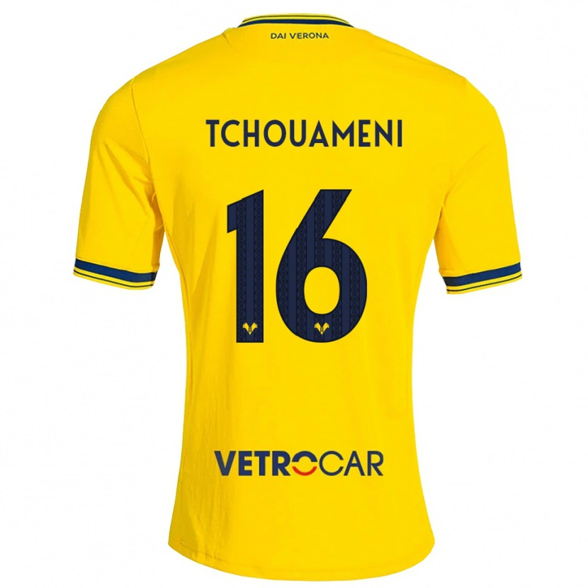 Danxen Kinder Alex Tchouameni #16 Gelb Rot Auswärtstrikot Trikot 2026/27 T-Shirt Schweiz