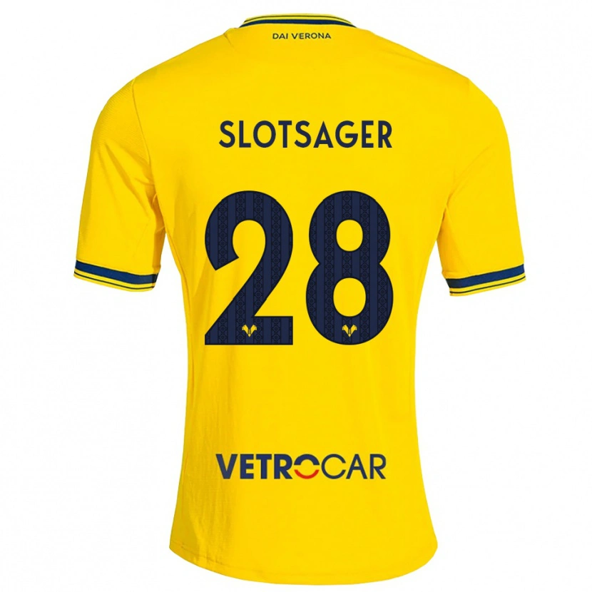 Danxen Kinder Tobias Slotsager #28 Gelb Rot Auswärtstrikot Trikot 2026/27 T-Shirt Schweiz