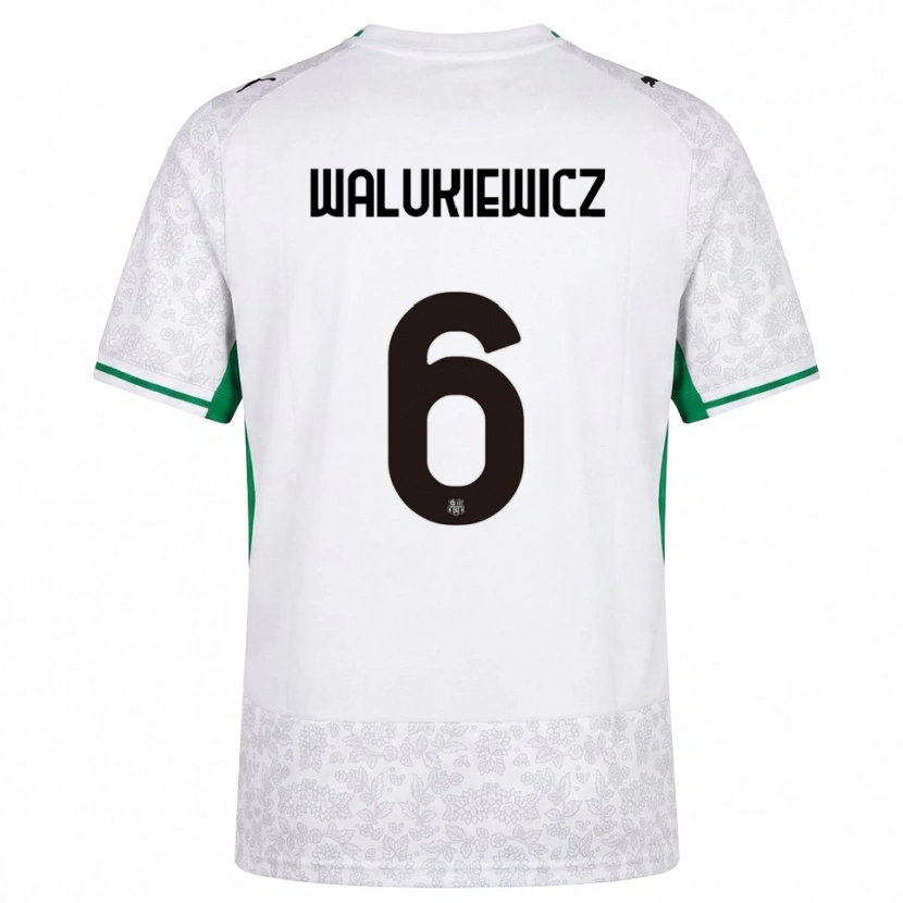 Danxen Kinder Sebastian Walukiewicz #6 Weiß Schwarz Grün Auswärtstrikot Trikot 2026/27 T-Shirt Schweiz