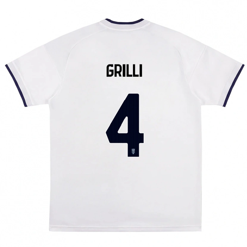 Danxen Kinder Federico Grilli #4 Weiß Rot Königsblau Auswärtstrikot Trikot 2026/27 T-Shirt Schweiz