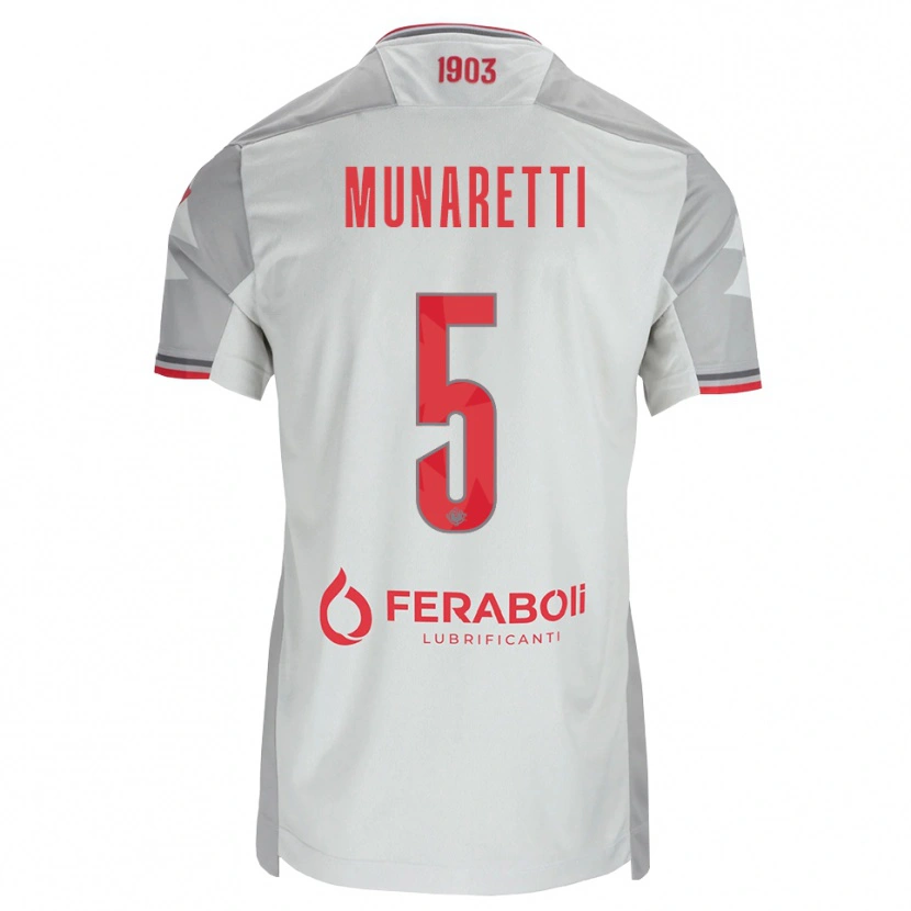 Danxen Kinder Luca Munaretti #5 Grau Weiß Rot Auswärtstrikot Trikot 2026/27 T-Shirt Schweiz