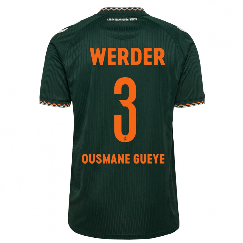 Danxen Kinder Papa Ousmane Gueye #3 Dunkelgrün Orange Weiß Auswärtstrikot Trikot 2026/27 T-Shirt Schweiz