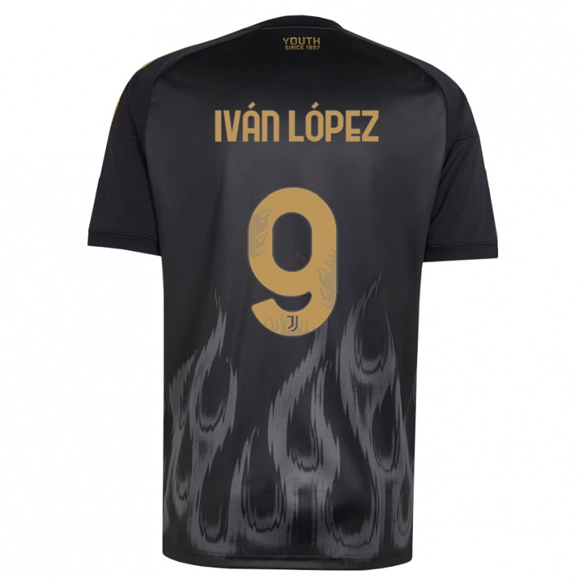 Danxen Kinder Iván López #9 Schwarz Braun Ausweichtrikot Trikot 2026/27 T-Shirt Schweiz