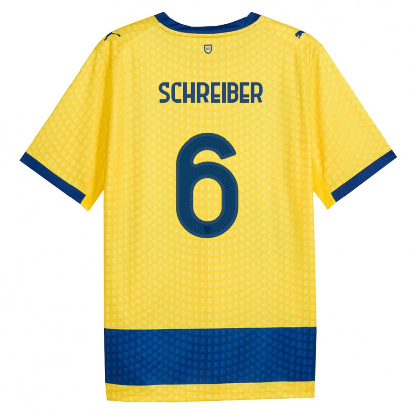 Danxen Herren Fabio Schreiber #6 Gelb Blau Schwarz Auswärtstrikot Trikot 2026/27 T-Shirt Schweiz