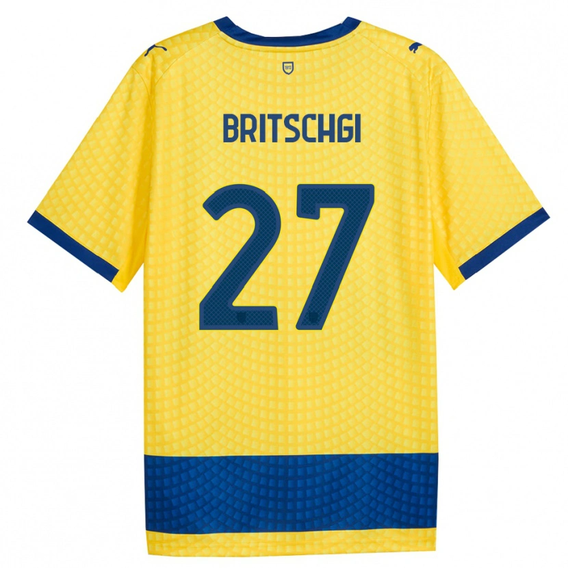 Danxen Herren Sascha Britschgi #27 Gelb Blau Schwarz Auswärtstrikot Trikot 2026/27 T-Shirt Schweiz