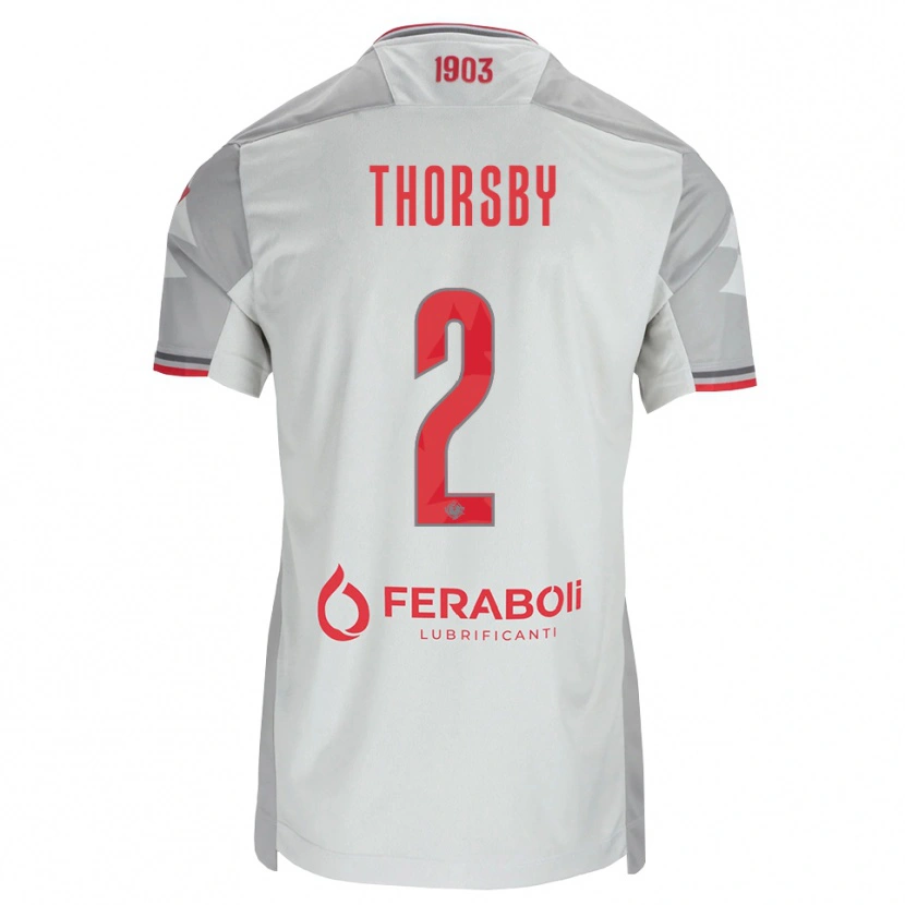 Danxen Herren Morten Thorsby #2 Grau Weiß Rot Auswärtstrikot Trikot 2026/27 T-Shirt Schweiz