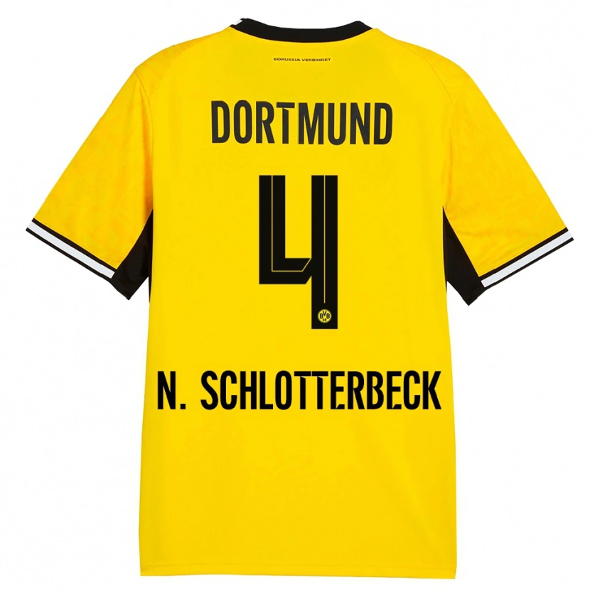 Danxen Kinder Nico Schlotterbeck #4 Gelb Schwarz Weiß Heimtrikot Trikot 2026/27 T-Shirt Schweiz