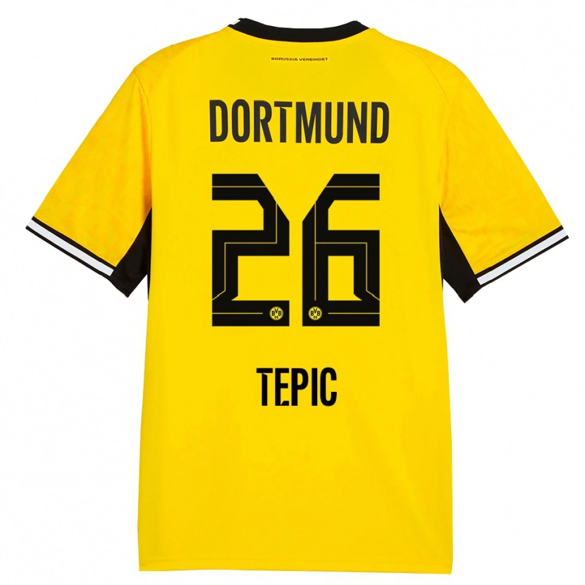 Danxen Kinder Lyon Tepic #26 Gelb Schwarz Weiß Heimtrikot Trikot 2026/27 T-Shirt Schweiz