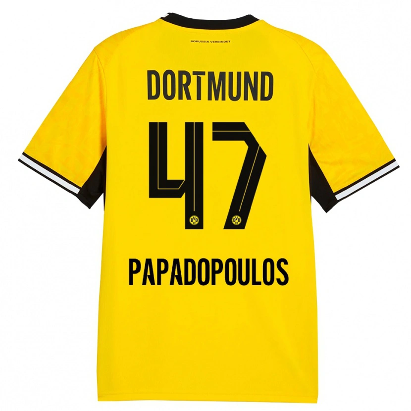 Danxen Kinder Antonios Papadopoulos #47 Gelb Schwarz Weiß Heimtrikot Trikot 2026/27 T-Shirt Schweiz